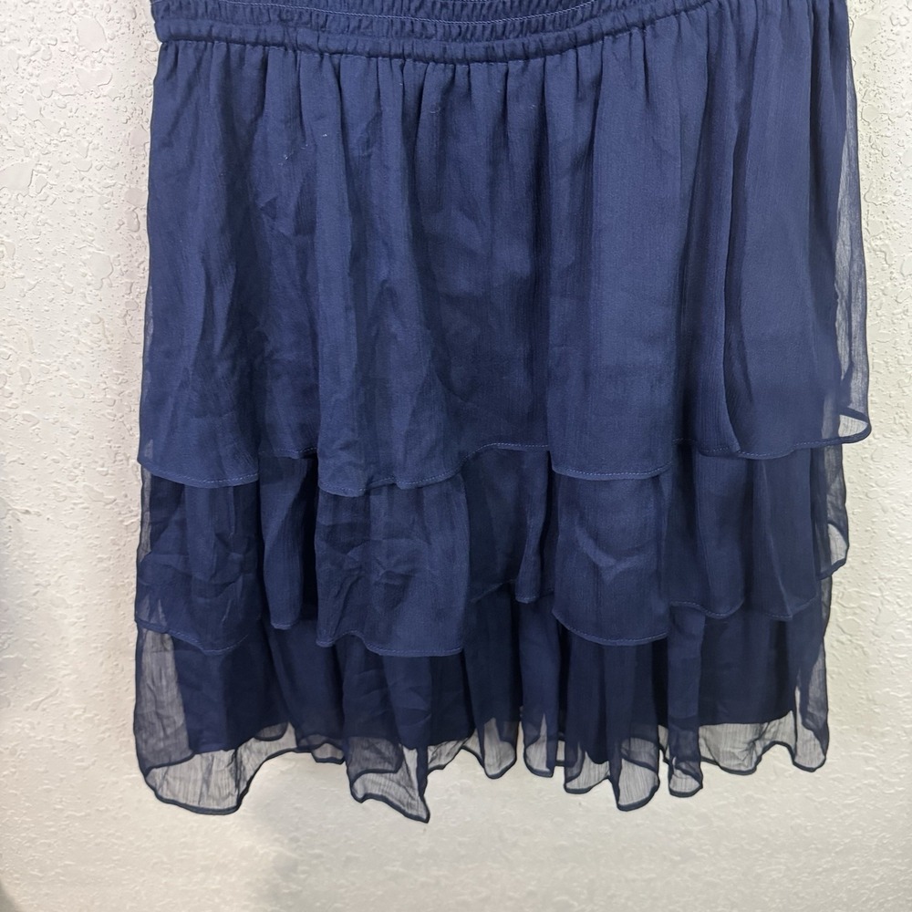 Draper James Womens Alana Mini Dress M Blue Mini Lined Pullover Ruffles - Picture 8 of 15